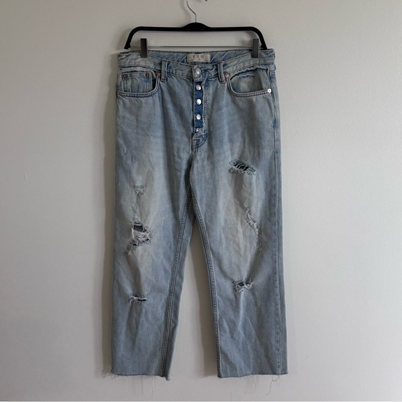 We The Free People 28 Jeans Rolling On The River Straight Leg Exposed Button Fly - Picture 5 of 7